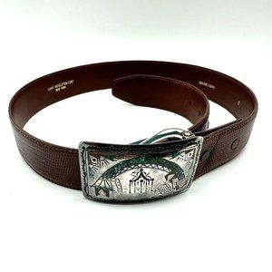 Barry Kieselstein-Cord Lizard/Snake Skin Belt w Sterling Buckle